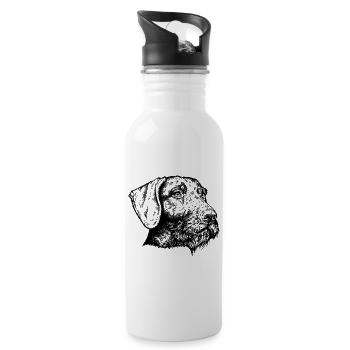 Deutsch Drahthaar Portrait - Trinkflasche mit integriertem Trinkhalm - Weiß - Rechts