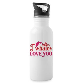 I whaley love you - Trinkflasche mit integriertem Trinkhalm - Weiß - Rechts