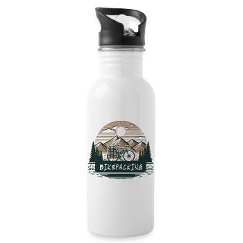 Gravel Bike Mountainbikepacking Abenteuer Design - Trinkflasche mit integriertem Trinkhalm - Weiß - Rechts