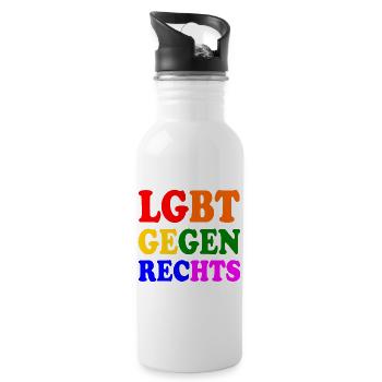 Lgbt gegen rechts - Trinkflasche mit integriertem Trinkhalm - Weiß - Rechts