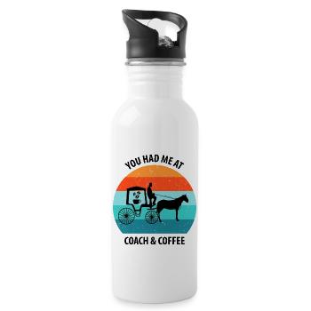 Kutscher Kutsche Pferdekutscher Kaffee - Trinkflasche mit integriertem Trinkhalm - Weiß - Rechts
