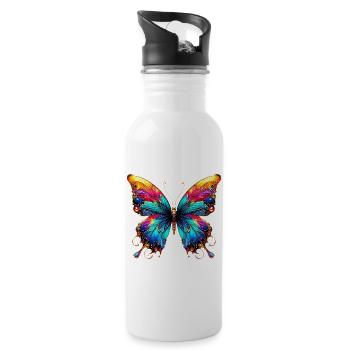 Butterfly - Water bottle with straw - white - Right