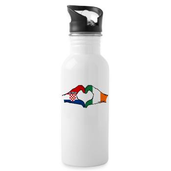 Croatia Ireland Flag Hands Heart Shape - Water bottle with straw - white - Right