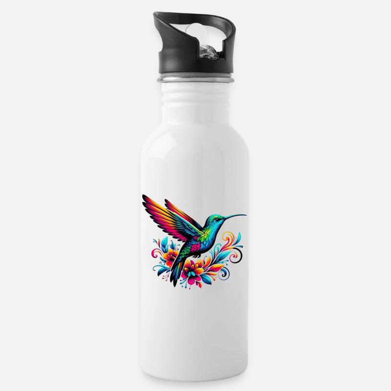 Kolibri - Trinkflasche mit integriertem Trinkhalm - Weiß