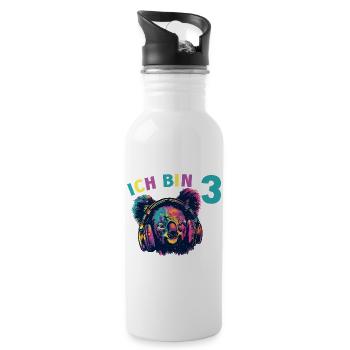 Koala Koalabär 3 Geburtstag Kopfhörer Musik - Trinkflasche mit integriertem Trinkhalm - Weiß - Rechts