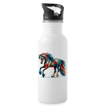 Cheval - Gourde avec paille intégrée - blanc - Droite