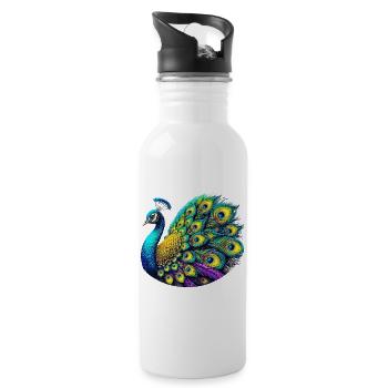 Peacock - Water bottle with straw - white - Right