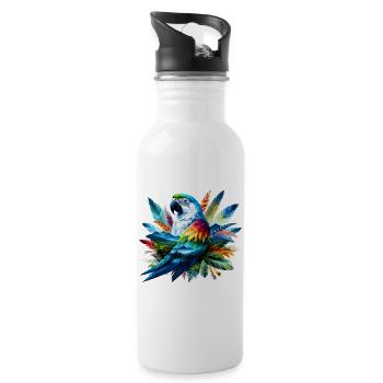 Papagei - Trinkflasche mit integriertem Trinkhalm - Weiß - Rechts