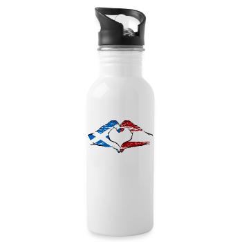 Scotland Austria Flag Hands Heart Shape Used - Water bottle with straw - white - Right