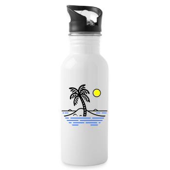 Palmen Insel - Trinkflasche mit integriertem Trinkhalm - Weiß - Rechts