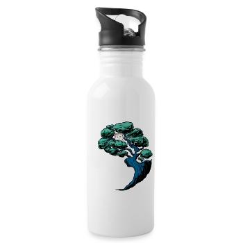 Cat, Tree, Cats, Child, Fantasy - Water bottle with straw - white - Right