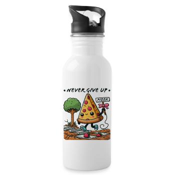 N’abandonnez jamais la pizza - Gourde avec paille intégrée - blanc - Droite