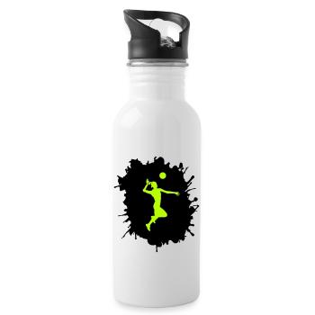 handball klecks - Trinkflasche mit integriertem Trinkhalm - Weiß - Rechts