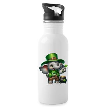 Célébration de la Saint-Patrick en l’honneur des éléphants - Gourde avec paille intégrée - blanc - Droite