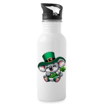 St. Patricks Day Koala Cartoon - Trinkflasche mit integriertem Trinkhalm - Weiß - Rechts