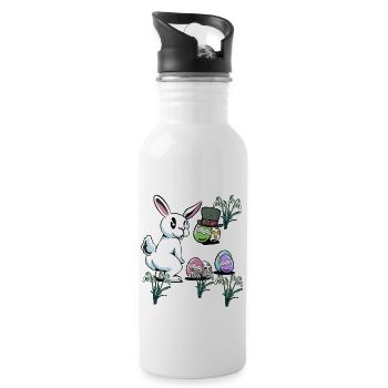 Floppy Ear Child Easter Eggs Hat Rodent Rabbit - Water bottle with straw - white - Right