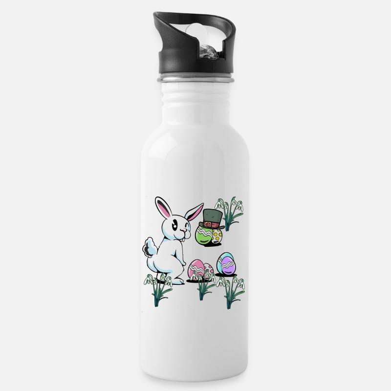 Schlappohr Kind Ostern Eier Hut Nager Kaninchen - Trinkflasche mit integriertem Trinkhalm - Weiß