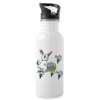 Kind Kinder Kleinkind Baby Ostern Eier Hase Blumen - Trinkflasche mit integriertem Trinkhalm - Weiß - Rechts