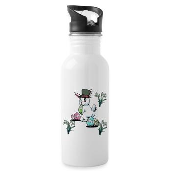 Easter eggs Easter festival Easter bunny rabbit child - Water bottle with straw - white - Right