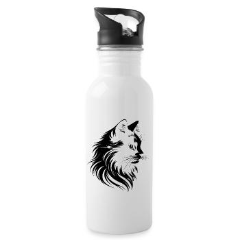 Katze, katzenmotiv, süße, geschenk, geschenkideen - Trinkflasche mit integriertem Trinkhalm - Weiß - Rechts