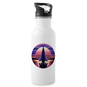 Sailing Meditation Sunset Design - Water bottle with straw - white - Right