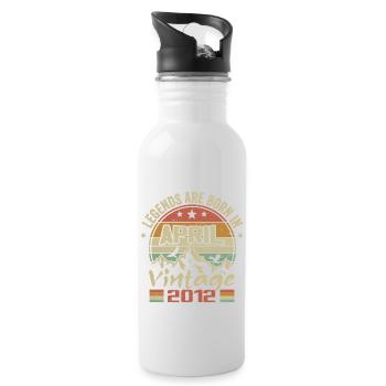 Né En Avril 2012 Vintage - Cadeau Avril 2012 - Gourde avec paille intégrée - blanc - Droite