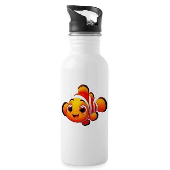 Clownfisch - Trinkflasche mit integriertem Trinkhalm - Weiß - Rechts