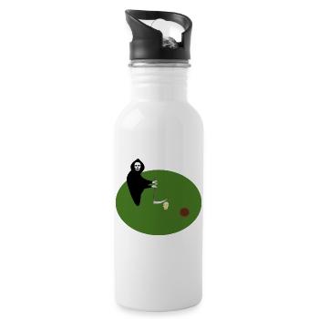 grim reaper Skull golf Gothic Fantasy Art - Water bottle with straw - white - Right