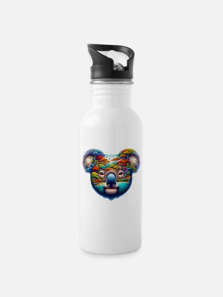 Koala - Trinkflasche mit integriertem Trinkhalm - Weiß