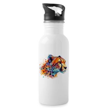 Cheetah - Water bottle with straw - white - Right
