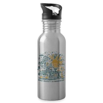 World Creativity and Innovation Day - Water bottle with straw - silver - Right