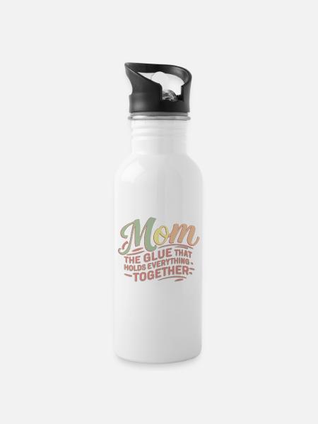 MOM - La colle qui maintient tout ensemble - Gourde avec paille intégrée - blanc
