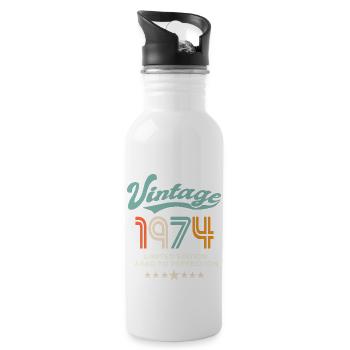Né en 1974 Anniversaire 1974 50 ans - Gourde avec paille intégrée - blanc - Droite