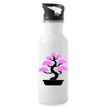 bonsai baum tree - Trinkflasche mit integriertem Trinkhalm - Weiß - Rechts