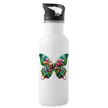 Schmetterlingsblumen Tulpen Tulpe Holland - Trinkflasche mit integriertem Trinkhalm - Weiß - Rechts