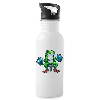 Starker Frosch Workout Hanteltraining - Trinkflasche mit integriertem Trinkhalm - Weiß - Rechts