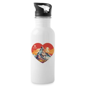 Matterhorn Heart I love Zermatt Valais Hiking - Water bottle with straw - white - Right