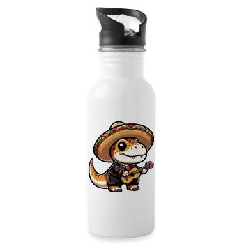 Cinco de Mayo T-Rex Mariachi Party - Water bottle with straw - white - Right