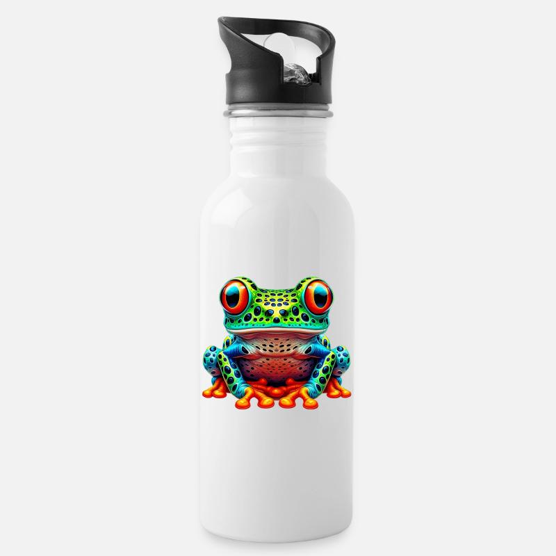 Frosch - Trinkflasche mit integriertem Trinkhalm - Weiß