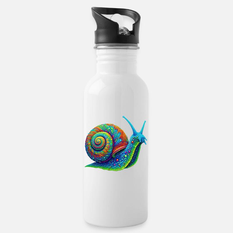 Schnecke - Trinkflasche mit integriertem Trinkhalm - Weiß