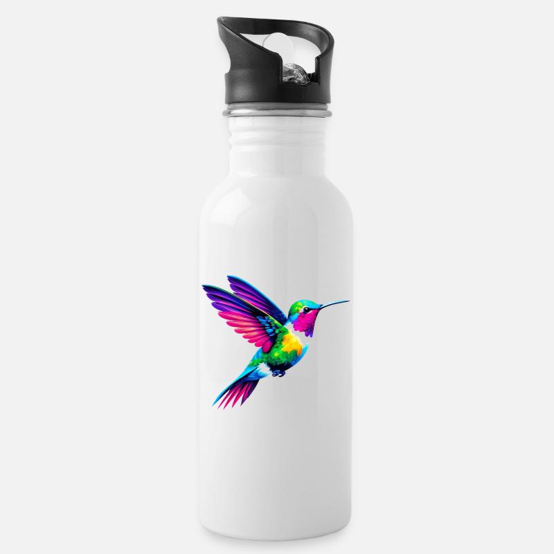 Kolibri - Trinkflasche mit integriertem Trinkhalm - Weiß