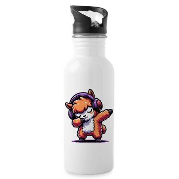 Dabbing Alpaka - Trinkflasche mit integriertem Trinkhalm - Weiß - Rechts