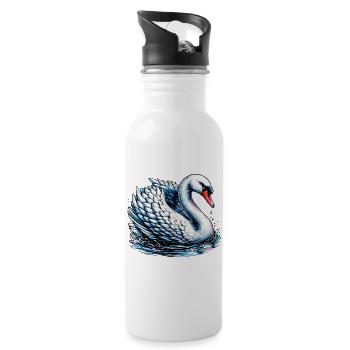 Schwan - Trinkflasche mit integriertem Trinkhalm - Weiß - Rechts