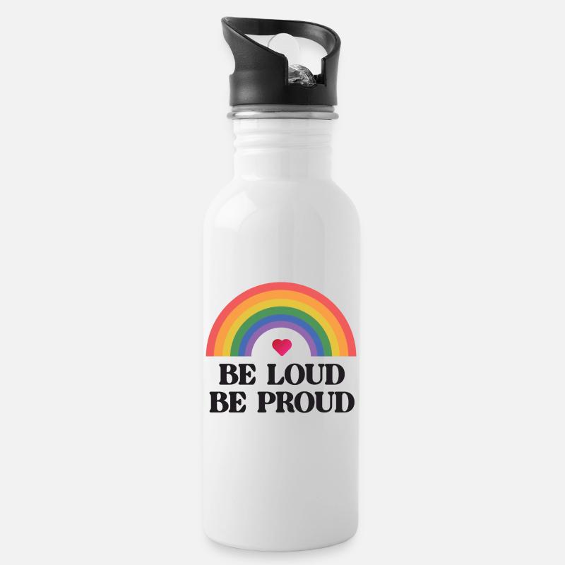 LGBT Pride Month - Sei laut, sei stolz - Trinkflasche mit integriertem Trinkhalm - Weiß