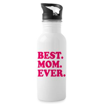 Best mom ever - Trinkflasche mit integriertem Trinkhalm - Weiß - Rechts