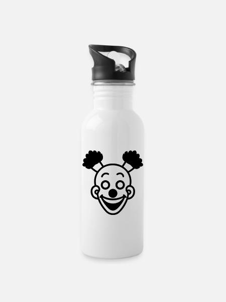 Clown - Water bottle with straw - white
