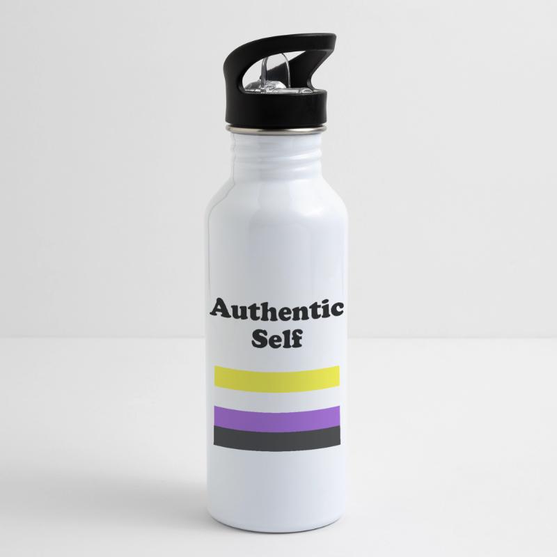 Non Binary Flag Authentic Self Water bottle with straw