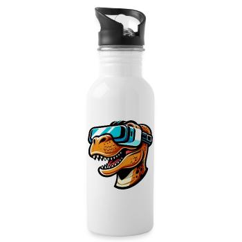 Dino T-Rex VR Gamer Gaming Réalité virtuelle - Gourde avec paille intégrée - blanc - Droite
