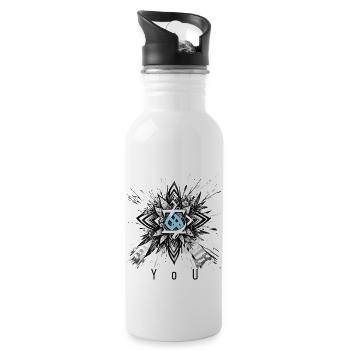 Blumenmuster YOU - Trinkflasche mit integriertem Trinkhalm - Weiß - Rechts