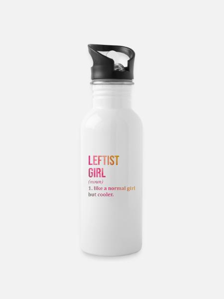 Linke Linke Linke Linke - Trinkflasche mit integriertem Trinkhalm - Weiß